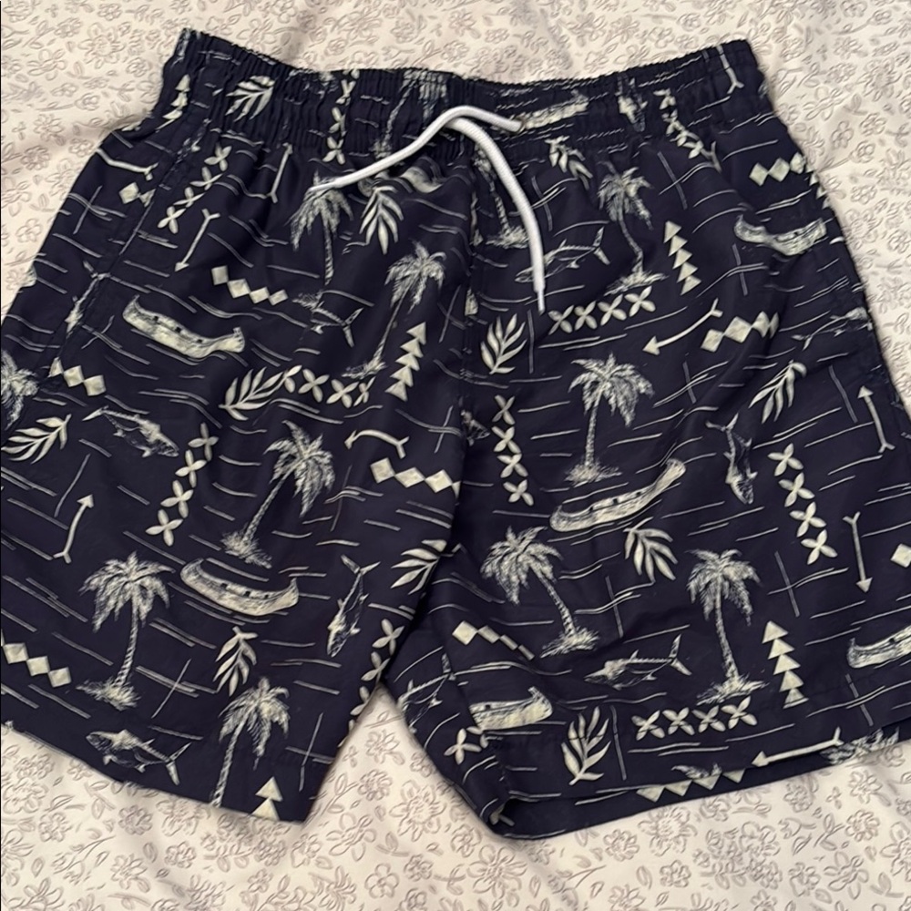 Men's Navy Patterned Swim Shorts